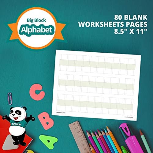 Planilhas em branco do alfabeto de Block de Channie Prek-1st 80 páginas perfeitas para ensinar e praticar alfabetos 8,5