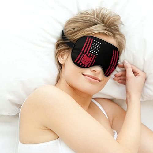 American Cat Pawprint Flag máscara de sono macia máscara ocular portátil com cinta ajustável para homens mulheres