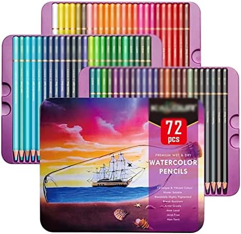 Lápis de aquarela de cores HNKDD Efeitos de mistura de lápis molhado ou seco Lápis de água solúvel para adultos iniciantes