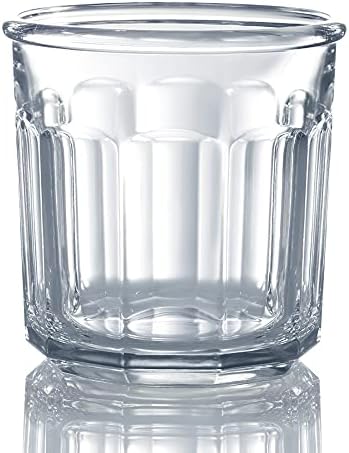 Luminarc N7593 Jarra de armazenamento de vidro de trabalho com tampas, 14 onças, conjunto de 4, jarra de armazenamento/refrigerador de 21 onças de 21 onças com tampas, conjunto de 4 copos de copos, 4 contagem, transparente