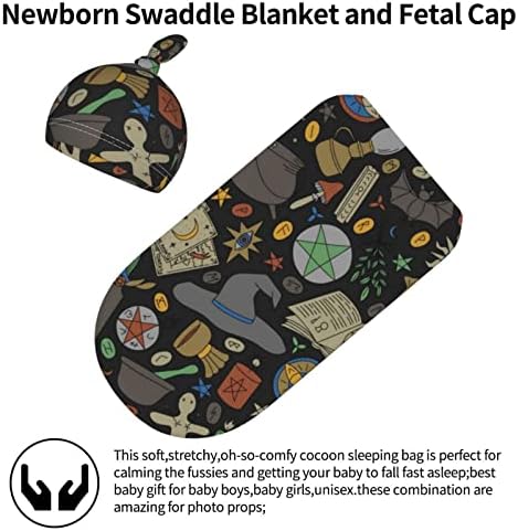 Cobertor de Swaddle de bebê recém -nascido Diryalai com chapéu de gorro, recriar um pano de saco de dormir embrulhado