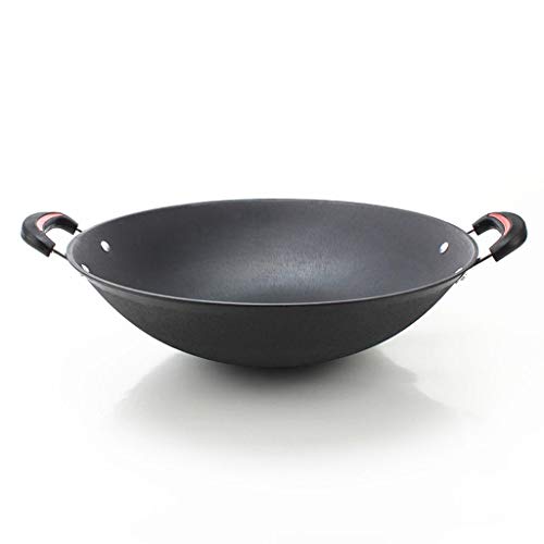 Zyzmh ferro fundido panela grande panela redonda redonda wok não revestido non stick orar duplo fryin pan caçarola selecionada