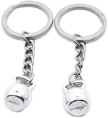 100 PCs Antique Keyrings Silver Keychains Correntes -chave Tags Clasps AA462 Dumbbell