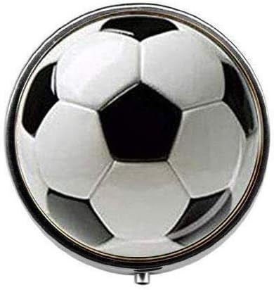 Bola de futebol Preto Preto Gift para Jóias de Jogador de Futebol - Caixa de Pímea de Foto de Arte - Charm Pill Box - Caixa de doces
