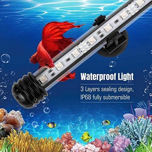 Ikefe, troca de cor de cor de 15 LED LED Tank Aquarium Submersible Light com luminárias de tanques LED de aquário remoto/colorido para decorações subaquáticas, cultivo de plantas, peixe de água doce de água salgada, KR5015