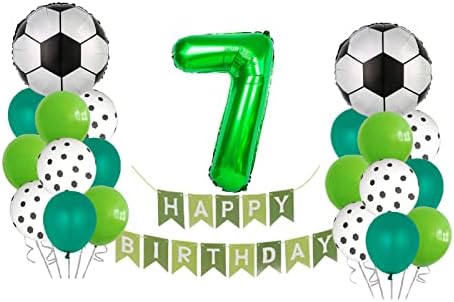 Balão de futebol definido no 7º aniversário decoração verde número 7 alumínio de balão de balão decoração de balão