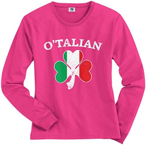 Threadrock feminino o'talian italiano irlandês shamrock t-shirt de manga longa
