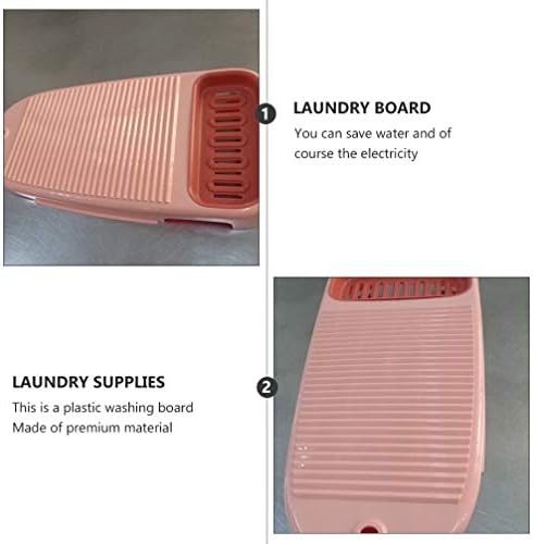 Placa de lavagem de lavar de plástico Doitool Placa de lavar manuseio: Roupa Não deslizante Tábua de lavar a mão Rosa