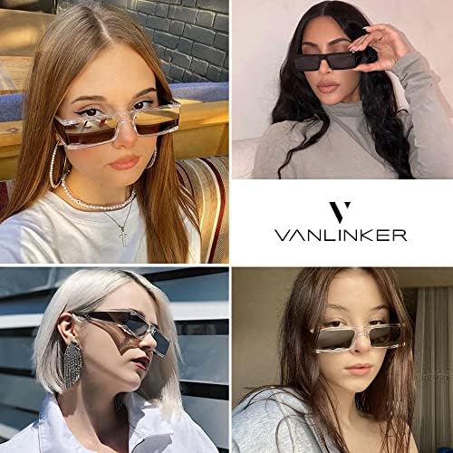 VanLinker Legal de óculos de sol retangular para homens Cyber ​​Y2K Shield Shield Sun Glasses Trendy Lens Sombes VL9640