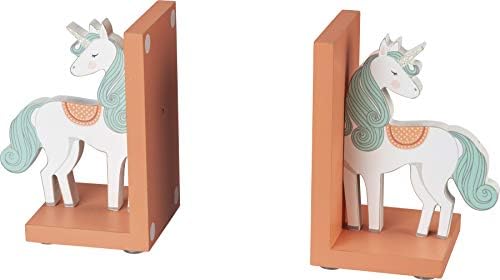 Primitivos de Kathy Unicorn Bookends | Rosa e branco com destaques de glitter