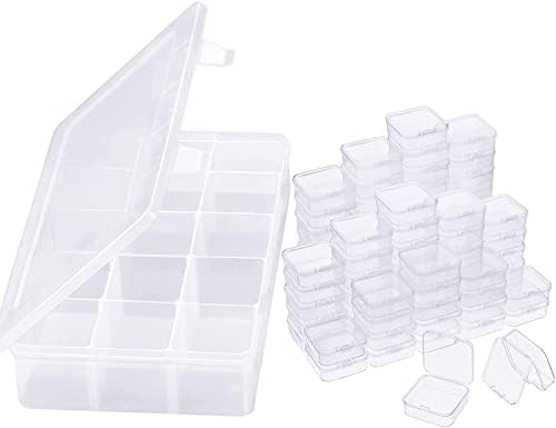 Caixa de arte plástica de Funtopia para crianças e 53 PCs Caixa de Organizador de Plástico Claro