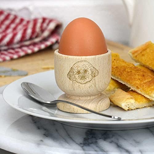Azeeda 'Bichon Frisé Head' Cup de ovo de madeira