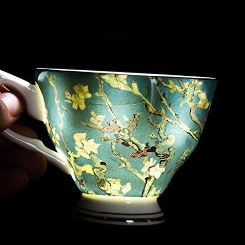 Conjunto de chá de van Gogh, conjunto de 4 copos com arte de van Gogh, lindamente pintada, canecas finas de ossos da China Van Gogh