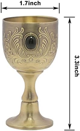 Dzlohas Chalice Incluste Goblet Gemtones Brass Com rivros com copo de licor de bronze copo de copo de cafetão pequeno 1,7oz