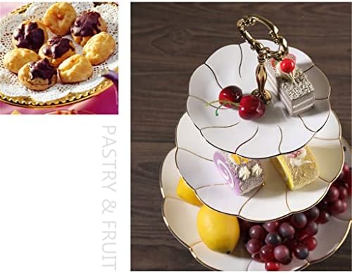 Placa de três camadas de cerâmica de slatiom com placas de camada dupla dourada lanche de chá da tarde stand Creative Fashion Cake Plate