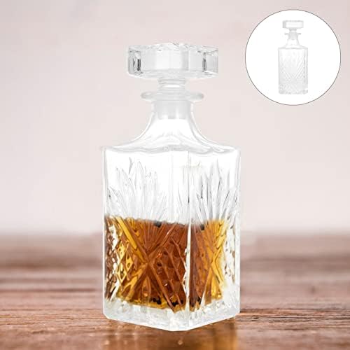 Luxshiny Whisky Glassy Glassy Glass de vidro Decanter Bottle com decantador de uísque de tampa hermética para vinho Brandy