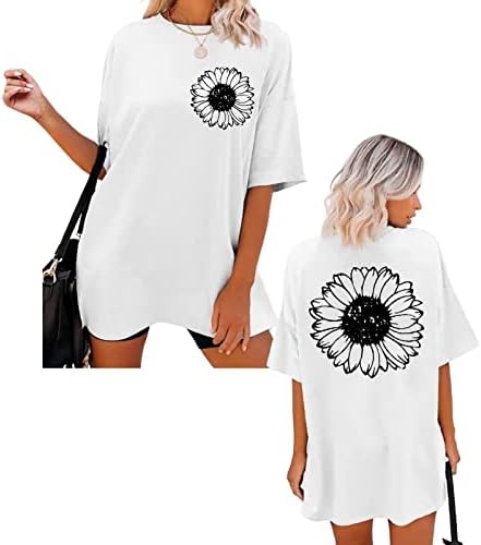 Camisetas gráficas de grandes dimensões para mulheres, cartas gráficas de manga curta o pescoço de verão tops femininos tops