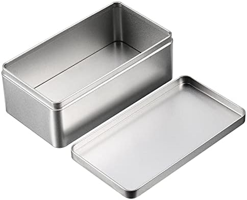 Recipientes de caixa de lata vazia retangular de prata, presentes, jóias e kit de lata de armazenamento, organizador de casa