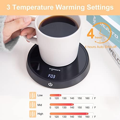 Caneca de café mais quente, que quente de café para mesa, copo de café mais quente com 3 configurações de temperatura
