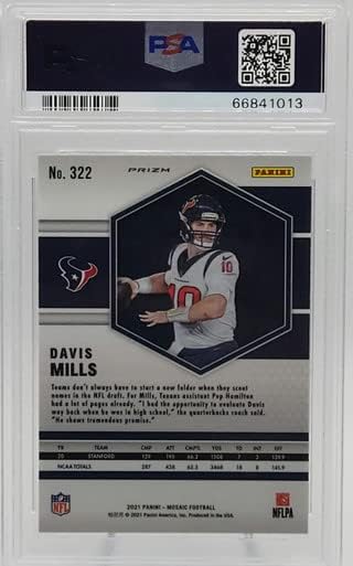 Davis Mills Texans 2021 Mosaic Reactive Blue Rookie Card #322 PSA 10 Gem Mint