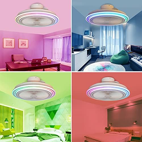 Lustres de neochy, ventilador de teto de 60W com lâmpada de lâmpada LED leve RGB Lamp Dimmable App Controle remoto para