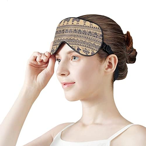 Lhama de alpaca fofa com ornamentos étnicos máscara de sono máscara macia máscara de olho shadeling eficaz com uma cinta ajustável elástica