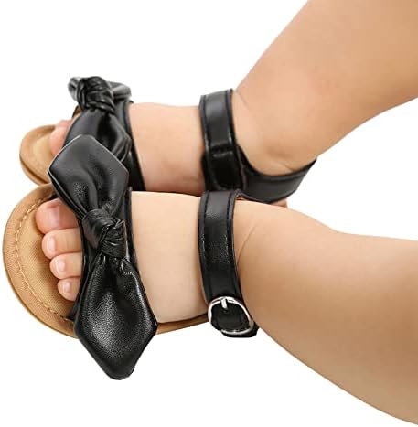 Baby Girl Slide Sandals Sandals Barefoot, o Primeiro Garota do Bowknot de 0-18m Primeira Garota Não deslizante 7