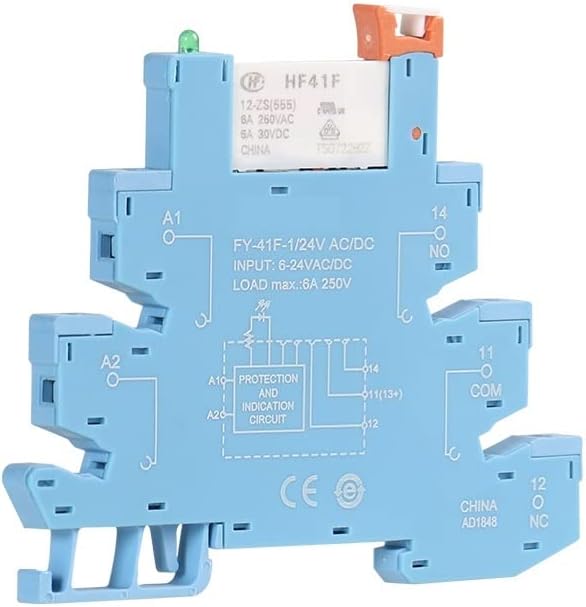 Módulo Rail Slim Relay HF-41F Relé de Montagem de Montagem de PCB integrada com o porta-relé 12V 24V 48V 110V 230V