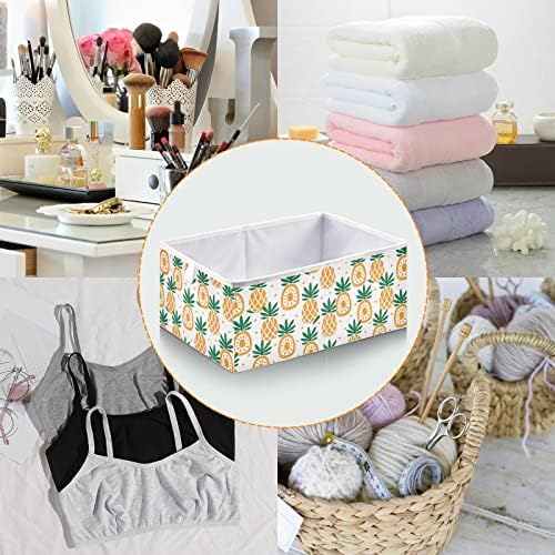 Emelivor Summer Summer Pineapple Cube Bin Cubos de armazenamento dobráveis ​​Cascas de brinquedos à prova d'água para caixas de