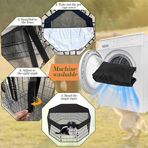 8 painéis capa de cães de 24 polegadas, vickes msh ventilate pet playpen capa para uso interno e externo, protetor de escudo