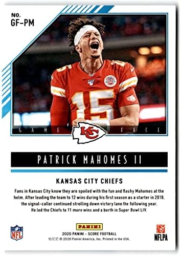 2020 Score Game Face #GF-PM Patrick Mahomes II Kansas City Chiefs