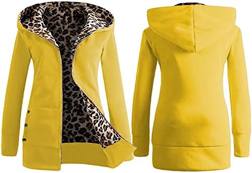 Minge capuz de grandes dimensões para mulheres elegantes de manga comprida acampando com capuz de leopardo de outono, ajuste grosso