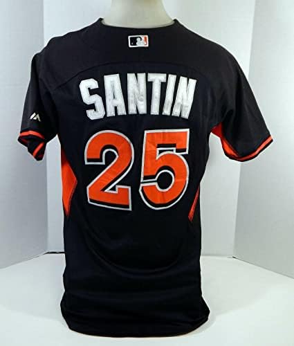 2014-16 Miami Marlins Santin #25 Game usou Black Jersey ST BP 44 DP18456 - Jogo usado MLB Jerseys