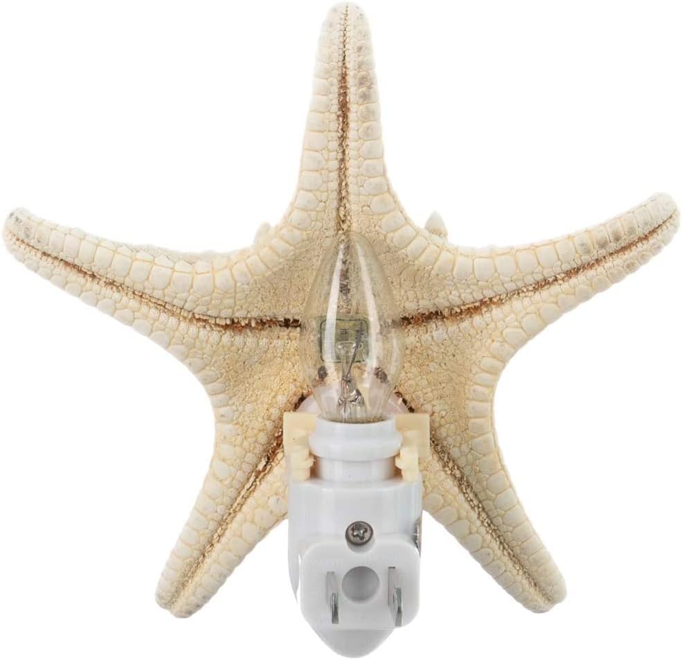 Luz noturna de estrela do mar real - Knobby Starfish Nightical Night Light - Beach Night Light Plug In - Banheiro