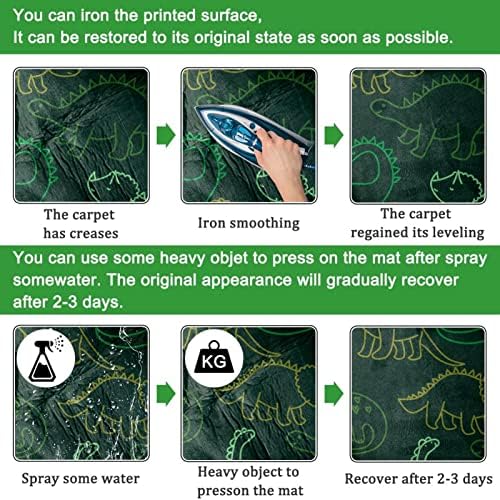 Llnsupply Kids Rug 4 pés grandes tapetes de área redonda para meninos meninos Baby - Padrão de dinossauros de contorno verde, decoração