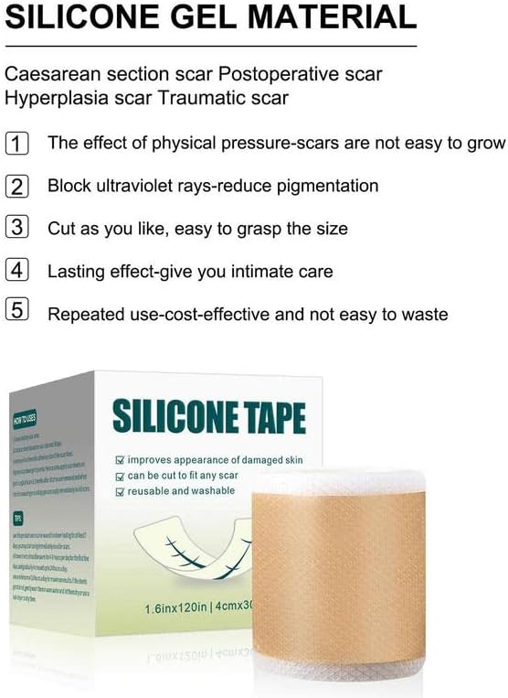 Adesivos de cicatriz de silicone assustam os adesivos de cicatriz de silicone rolo de fita de silicone 118x1,57 polegadas