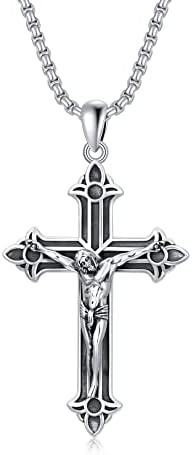 Colar Cross Cross Seiyang 925 Crucifixo de prata esterlina ANKH JOENS ANKH PARA HOMENS MULHERES COM 2MM 22 +2 Cadeia Rolo