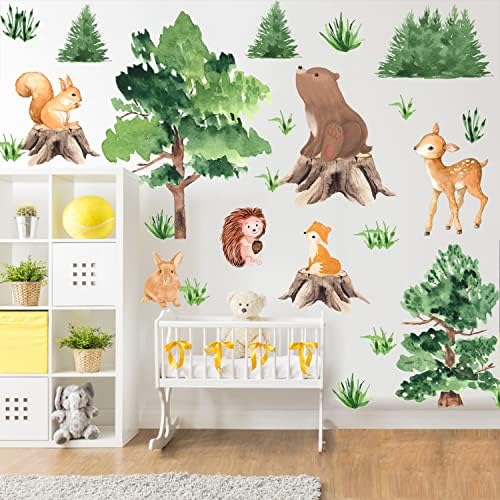 KOKOLAP Aquarela para a aquarela adesivos de parede de animais, floresta decalque de parede de animais decal