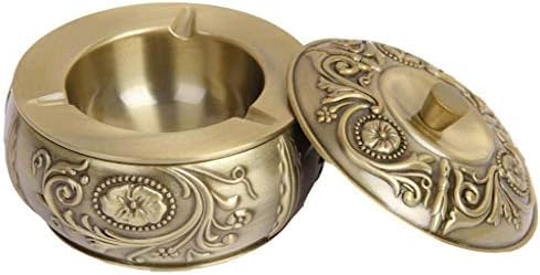 Sjydq Ashtray Creative vintage à prova de vento cinza com tampa de cigarros portáteis de metal cinzas para o ar livre em ambientes fechados para dentro de casa