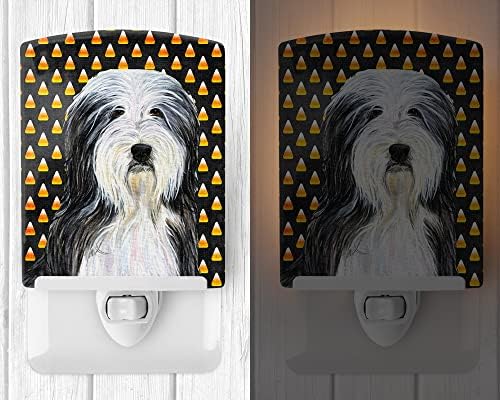 Tesouros de Caroline SS4290CNL barbued Collie Candy Corn Halloween Retrato Cerâmica Night Light, compacta, certificada por UL, ideal para quarto, banheiro, viveiro, corredor, cozinha, cozinha,