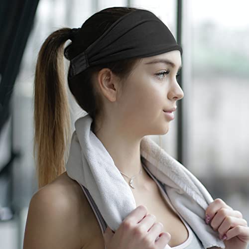 Excnorma 4 PCs Bandas para a cabeça para mulheres Acessórios para cabelos de moda esticada para o treino de ioga Bandas de cabeça esportes não deslizantes de flores estampadas em flor respira