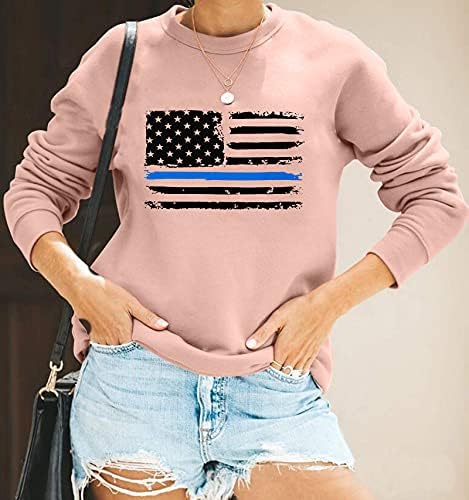 Fin Blue Line Matter Sweatshirt American Flag Heart Polícia de volta a camisa Blue Womens Camisetas Camas de Polícia