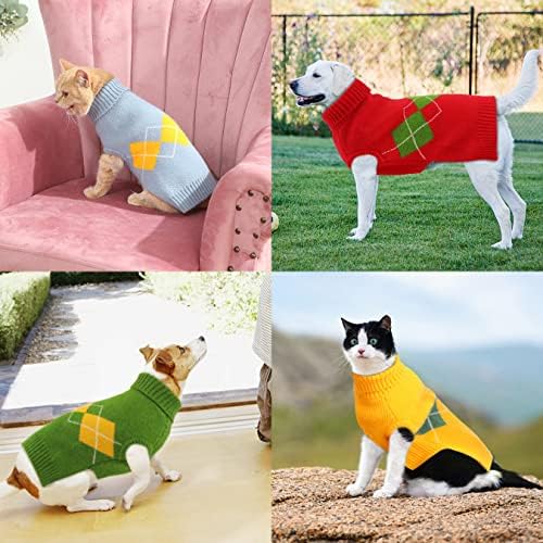 ALAGIRLS GUTTLENECK WILL Warm Warm Fleece Dog Sweater, vestido de cachorro médio kawai roxo para meninas fêmeas femininas, roupas de estimação de férias de Natal