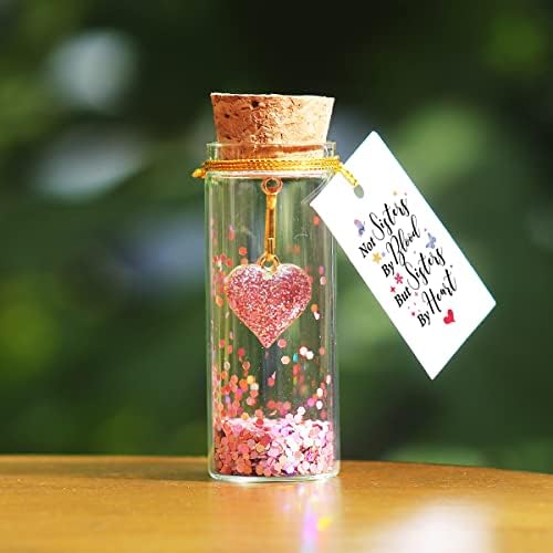 Coração em uma garrafa Decorativa Mini Presentes de irmã fofos da irmã, Wish jar com mensagem, não irmãs de sangue, mas