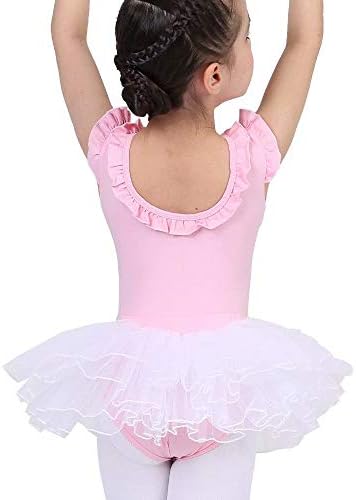 S.Lemon Ballet Leotards for Girls, Kids Ruffle Ruffle Mleeless Dance Vest