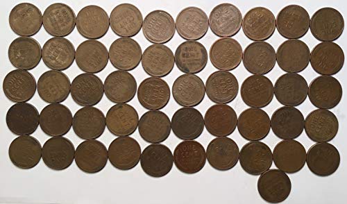 1946 S Lincoln Wheat Cent Penny Roll 50 moedas Penny Seller Choice