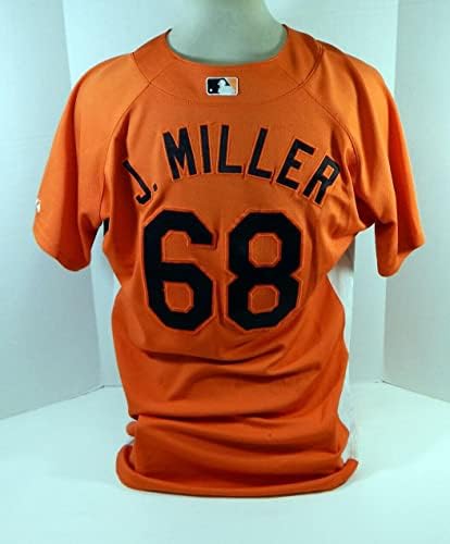 2007-08 Baltimore Orioles J. Miller 68 Game usado Orange Jersey BP St 018 - Jogo usado MLB Jerseys