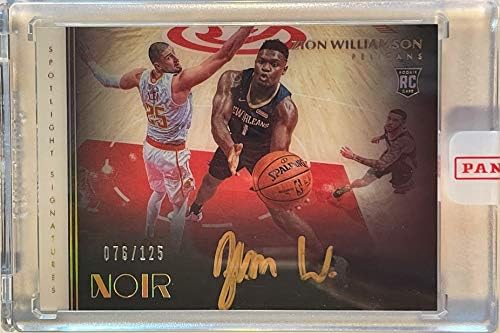 2019-20 Panini Noir Zion Williamson Cartão de basquete de novato - autêntico no cartão Autograph Spotlight Signature
