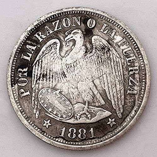 1881 MEXICANO EAGLE OCEANO DOLLAR DE PRATA DE MOODADE ESTRANGEIRA ANTIGO ANTIGO COPPER SLATA ROUNTE RODON EUROUPIA E AMERICANA COLEÇÃO