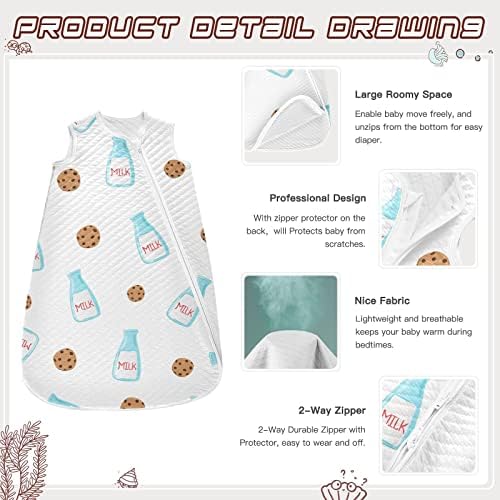 vvfelixl biscoitos de chocolate leite manto vestível de bebê, saco de dormir de transição para bebês, saco de sono para